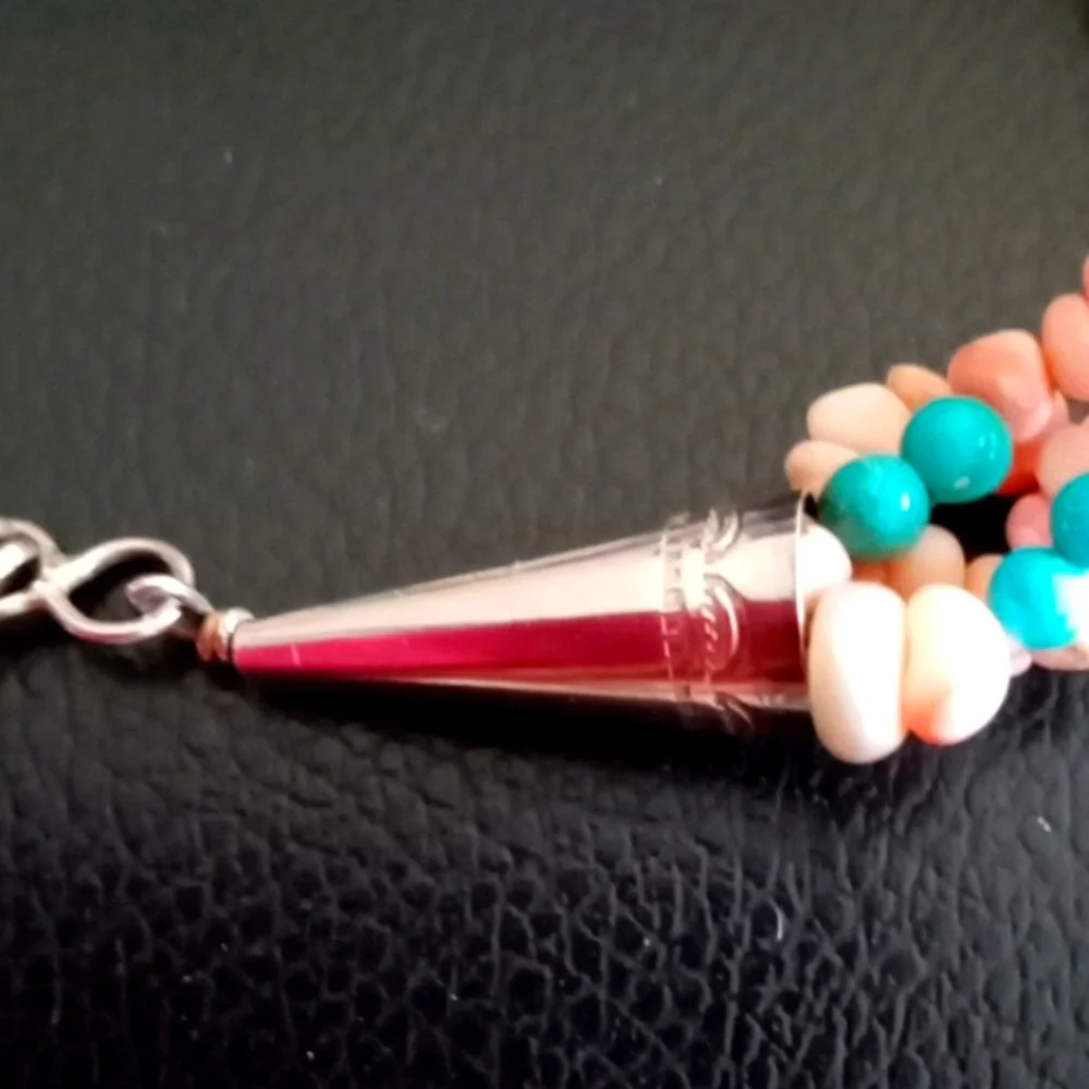 SOUTHWEST TURQUOISE AND PINK CORAL NECKLACE - Picture 7 of 7